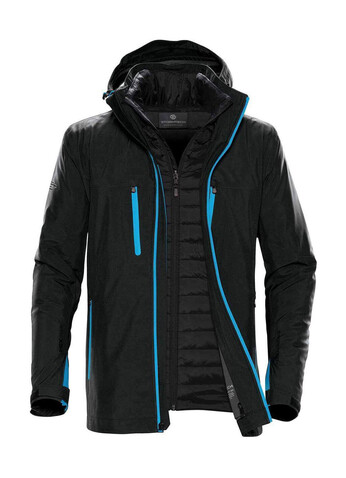 StormTech Men`s Matrix System Jacket, Black/Electric Blue, 4XL bedrucken, Art.-Nr. 489181609