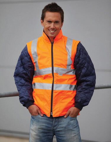 Yoko Fluo Quilted Jacket with Zip-Off Sleeves, Fluo Orange, S bedrucken, Art.-Nr. 495774053