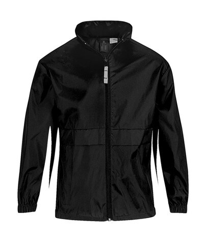 B &amp; C Sirocco/kids Windbreaker, Black, 3/4 (98/104) bedrucken, Art.-Nr. 498421013