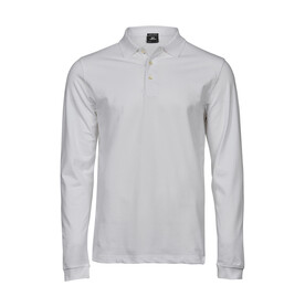 Tee Jays Luxury LS Stretch Polo, White, S bedrucken, Art.-Nr. 501540003