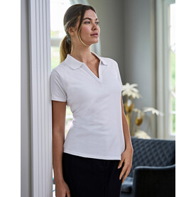 Tee Jays Women`s Luxury Stretch V Polo, White, S bedrucken, Art.-Nr. 502540003