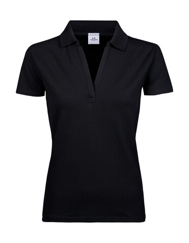 Tee Jays Women`s Luxury Stretch V Polo, Black, XL bedrucken, Art.-Nr. 502541016
