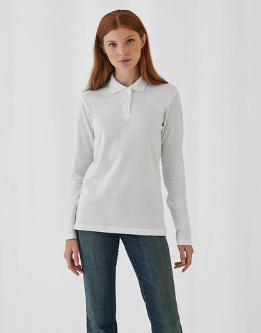 B &amp; C ID.001 LSL /women Polo, White, XS bedrucken, Art.-Nr. 503420002