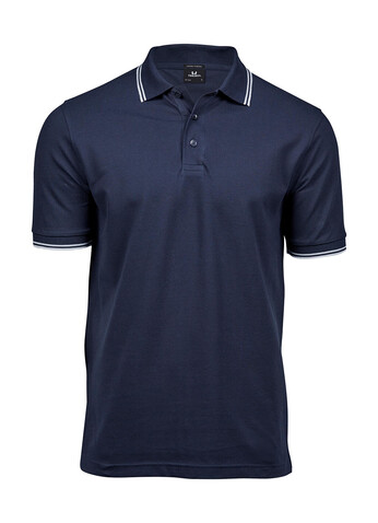 Tee Jays Luxury Stripe Stretch Polo, Navy/White, S bedrucken, Art.-Nr. 507542522