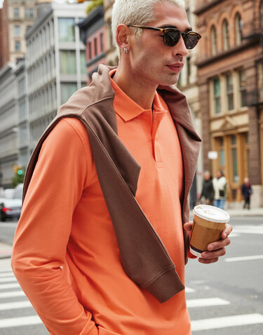 B &amp; C My Polo 210 LSL, Amalfi Coral, L bedrucken, Art.-Nr. 530424534