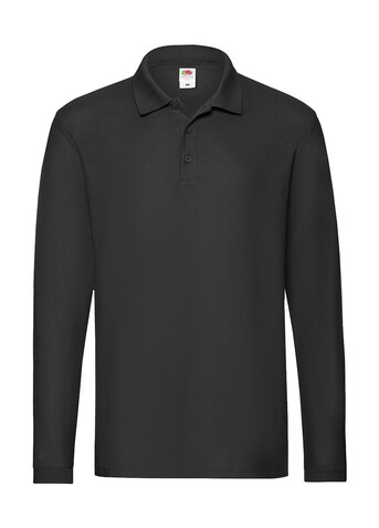 Fruit of the Loom Premium Long Sleeve Polo, Black, 2XL bedrucken, Art.-Nr. 542011017