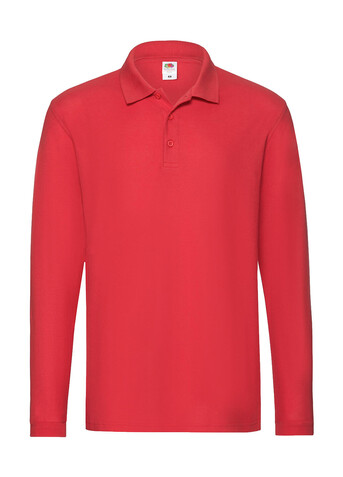 Fruit of the Loom Premium Long Sleeve Polo, Red, M bedrucken, Art.-Nr. 542014004