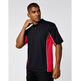 Kustom Kit Classic Fit Track Polo, Black/Red/White, XXS bedrucken, Art.-Nr. 547111851