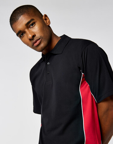 Kustom Kit Classic Fit Track Polo, Black/Red/White, XS bedrucken, Art.-Nr. 547111852