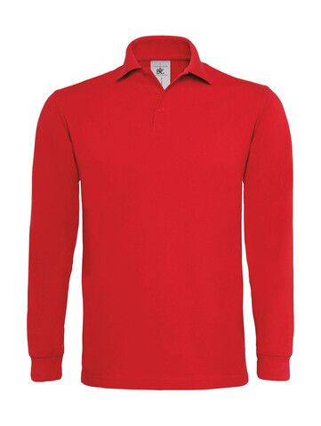 B &amp; C Heavymill LSL Polo, Heather Grey, XL bedrucken, Art.-Nr. 565421236