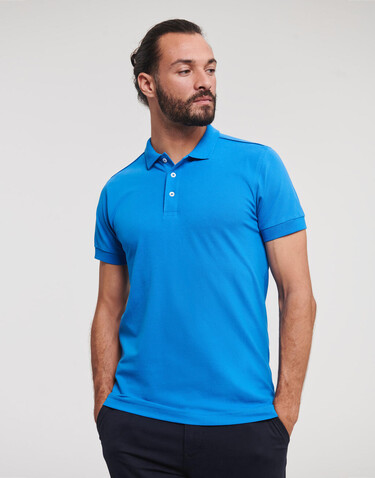 Russell Europe Men`s Fitted Stretch Polo, White, S bedrucken, Art.-Nr. 567000003