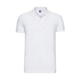Russell Europe Men`s Fitted Stretch Polo, White, S bedrucken, Art.-Nr. 567000003