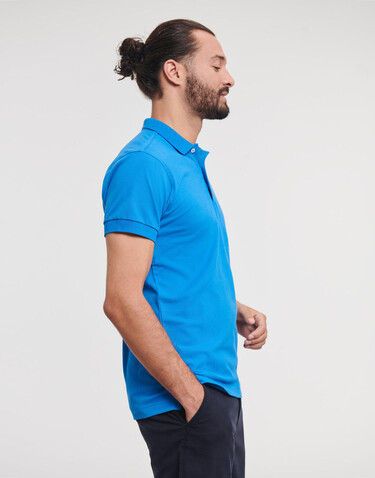Russell Europe Men`s Fitted Stretch Polo, White, S bedrucken, Art.-Nr. 567000003