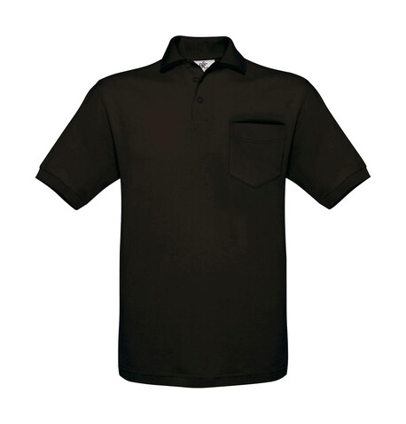 B &amp; C Safran Pocket Polo, Black, 2XL bedrucken, Art.-Nr. 574421017