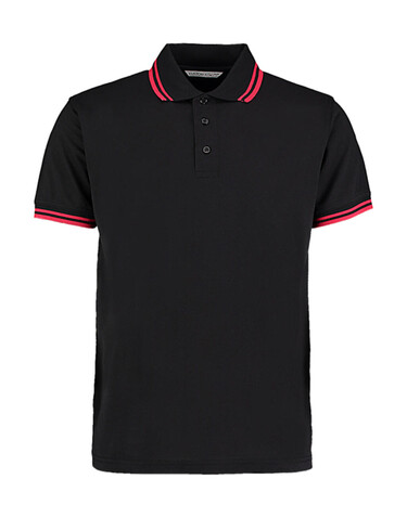 Kustom Kit Classic Fit Tipped Collar Polo, Black/Yellow, S bedrucken, Art.-Nr. 594111473