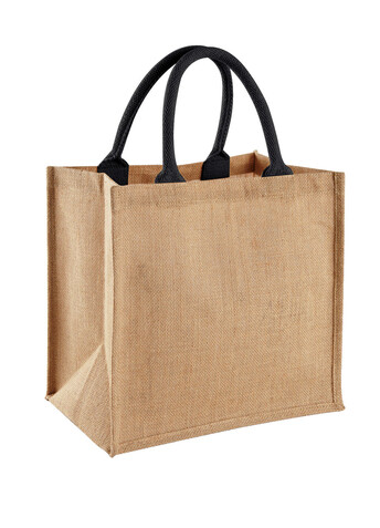 Westford Mill Jute Midi Tote, Natural/Black, One Size bedrucken, Art.-Nr. 613280560