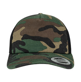 Flexfit Camo Trucker Cap, Wood Camo/Black, One Size bedrucken, Art.-Nr. 615687530