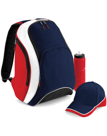 Bag Base Teamwear Backpack, Black/Classic Red/White, One Size bedrucken, Art.-Nr. 617291930