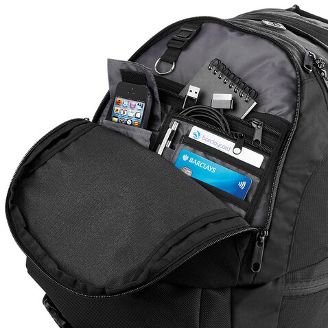 Quadra Vessel™ Laptop Backpack, Black, One Size bedrucken, Art.-Nr. 621301010