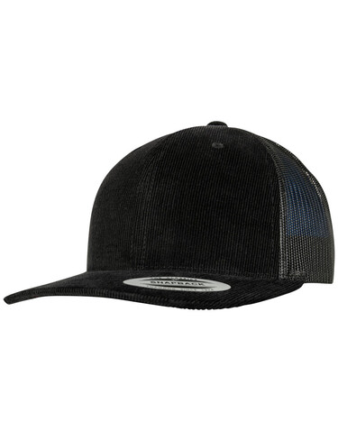 Flexfit Corduroy Retro Trucker, Black, One Size bedrucken, Art.-Nr. 622681010