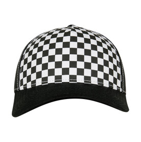 Flexfit Checkerboard Retro Trucker, Black/White, One Size bedrucken, Art.-Nr. 624681500