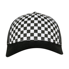 Flexfit Checkerboard Retro Trucker, Black/White, One Size bedrucken, Art.-Nr. 624681500