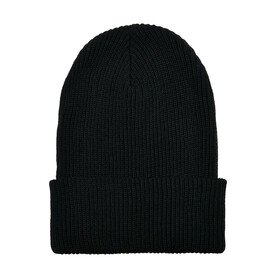 Flexfit Recycled Yarn Ribbed Knit Beanie, Black, One Size bedrucken, Art.-Nr. 628681010