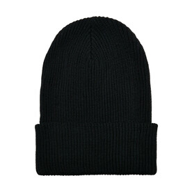 Flexfit Recycled Yarn Ribbed Knit Beanie, Black, One Size bedrucken, Art.-Nr. 628681010