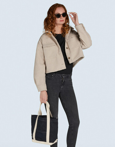 SG ACCESSORIES - BAGS Canvas Denim Shopper, Black Stonewash/Natural, One Size bedrucken, Art.-Nr. 638571550