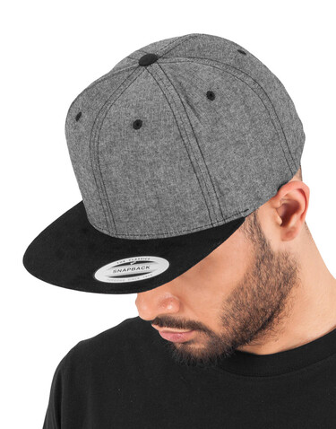 Flexfit Chambray-Suede Snapback, Black/Black, One Size bedrucken, Art.-Nr. 638681510