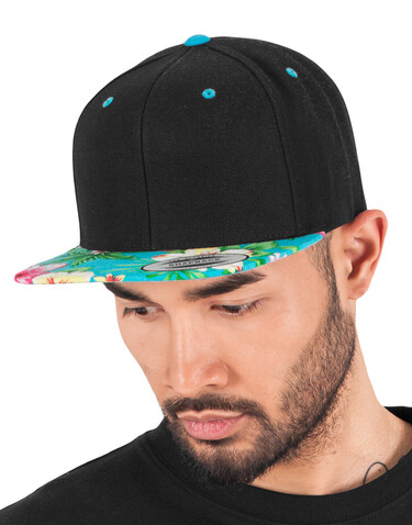 Flexfit Hawaiian Snapback, Black/Aqua, One Size bedrucken, Art.-Nr. 639681430