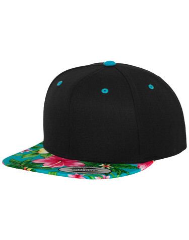 Flexfit Hawaiian Snapback, Black/Aqua, One Size bedrucken, Art.-Nr. 639681430
