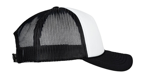 Flexfit Foam Trucker Cap Curved Visor, Black/White/Black, One Size bedrucken, Art.-Nr. 651681800