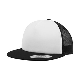 Flexfit Foam Trucker with White Front, Black/White/Black, One Size bedrucken, Art.-Nr. 652681800