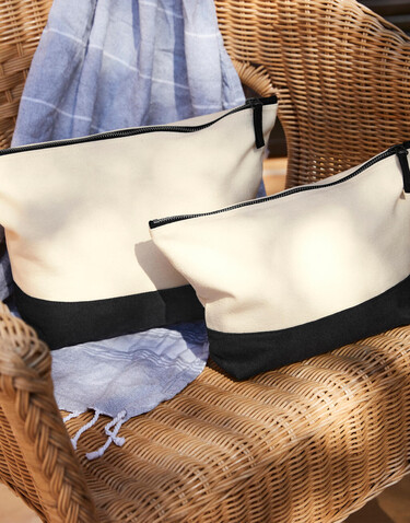 Westford Mill Dipped Base Canvas Accessory Bag, Natural/Navy, L bedrucken, Art.-Nr. 653280605