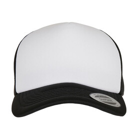 Flexfit Classic Curved Foam Trucker Cap – White Front, Black/White/Black, One Size bedrucken, Art.-Nr. 655681800