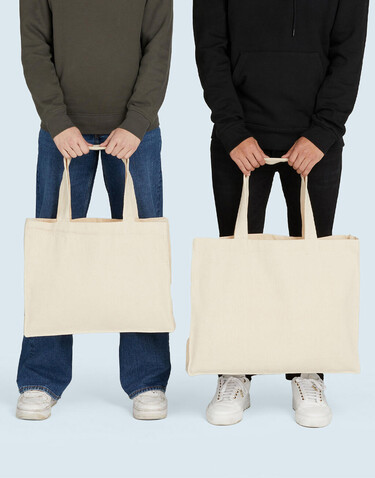 SG ACCESSORIES - BAGS Canvas Wide Shopper with Fold LH, Natural, XL (49x39x12cm) bedrucken, Art.-Nr. 675570082