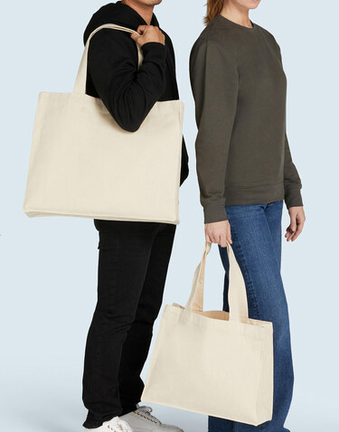 SG ACCESSORIES - BAGS Canvas Wide Shopper with Fold LH, Natural, L (42x32x12cm) bedrucken, Art.-Nr. 675570081