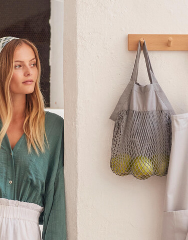 Westford Mill Organic Cotton Mini Mesh Grocery Bag, Pure Grey, One Size bedrucken, Art.-Nr. 676281150