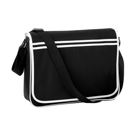 Bag Base Retro Messenger, Black/White, One Size bedrucken, Art.-Nr. 687291500