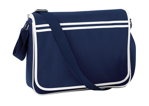 Bag Base Retro Messenger, French Navy/White, One Size bedrucken, Art.-Nr. 687292500