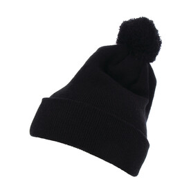 Flexfit Cuffed Pom Pom Knit Beanie, Black, One Size bedrucken, Art.-Nr. 688681010