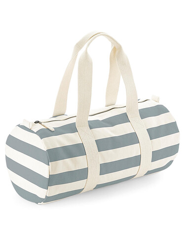 Westford Mill Nautical Barrel Bag, Natural/Navy, One Size bedrucken, Art.-Nr. 689280600