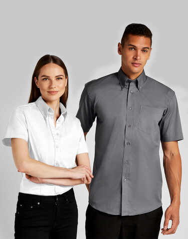 Kustom Kit Women`s Tailored Fit Premium Oxford Shirt SSL, White, M bedrucken, Art.-Nr. 701110003
