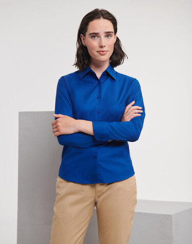 Russell Europe Ladies` Classic Oxford Shirt LS, Bright Royal, L (40) bedrucken, Art.-Nr. 702003065