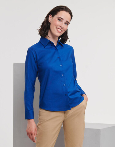 Russell Europe Ladies` Classic Oxford Shirt LS, Bright Royal, L (40) bedrucken, Art.-Nr. 702003065