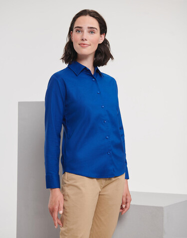 Russell Europe Ladies` Classic Oxford Shirt LS, Bright Royal, L (40) bedrucken, Art.-Nr. 702003065