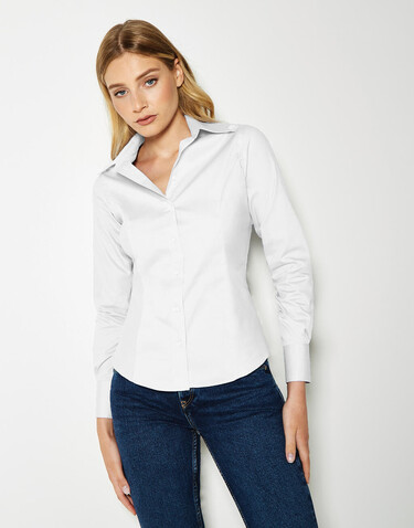 Kustom Kit Women`s Tailored Fit Premium Oxford Shirt, White, 2XL bedrucken, Art.-Nr. 702110006