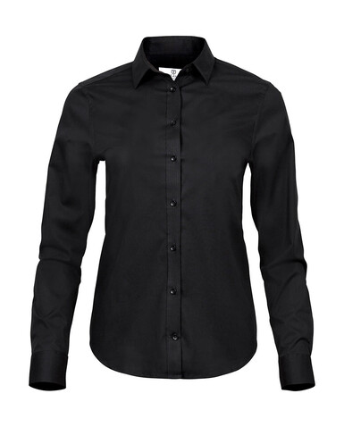 Tee Jays Ladies` Stretch Luxury Shirt, Black, S bedrucken, Art.-Nr. 702541013