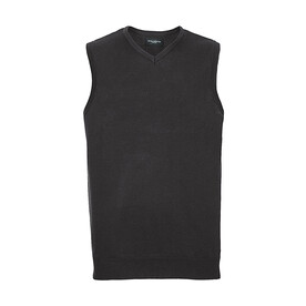 Russell Europe Adults` V-Neck Sleeveless Knitted Pullover, Black, 2XS bedrucken, Art.-Nr. 704001011